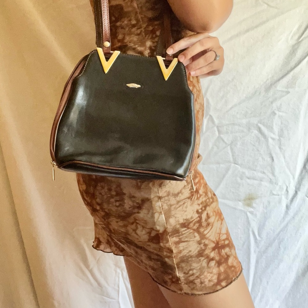 Cuoieria Fiorentina genuine Italian Leather black and brown purse made in Italy